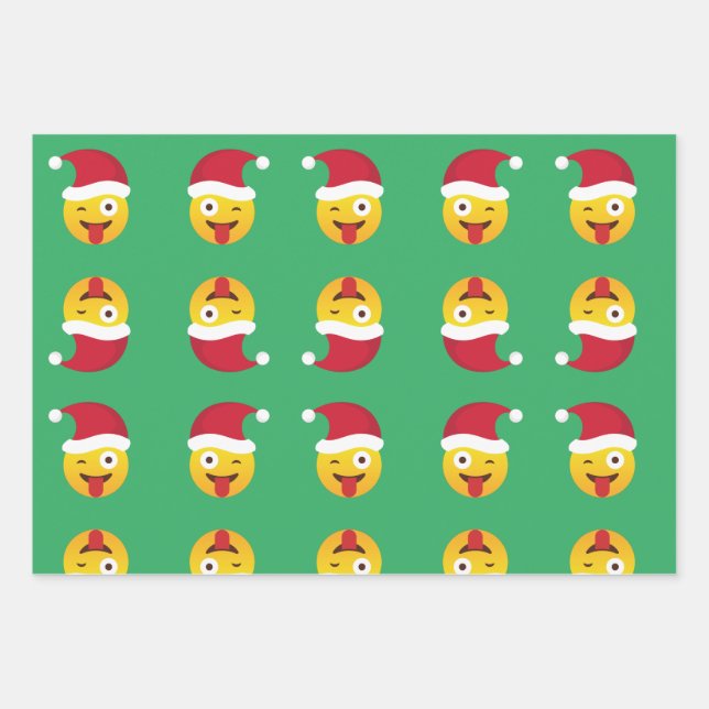 Emoji Christmas  Wrapping Paper Sheet (Front 2)