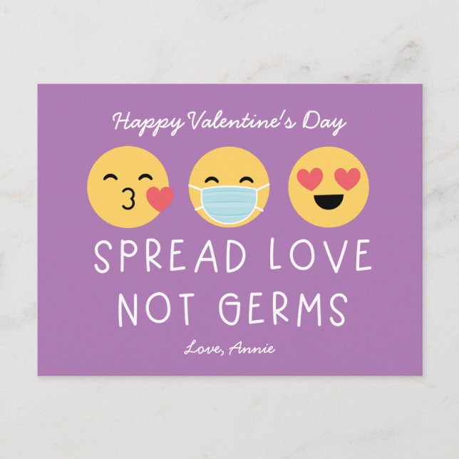Emoji Classroom Valentine - Purple Postcard (Front)