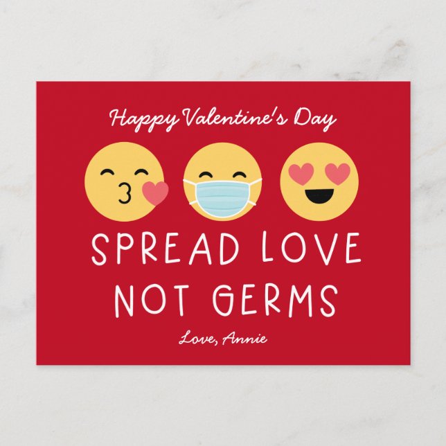 Emoji Classroom Valentine - Red Postcard (Front)