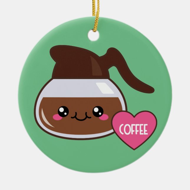 Emoji Coffee Pot Ceramic Tree Decoration (Front)