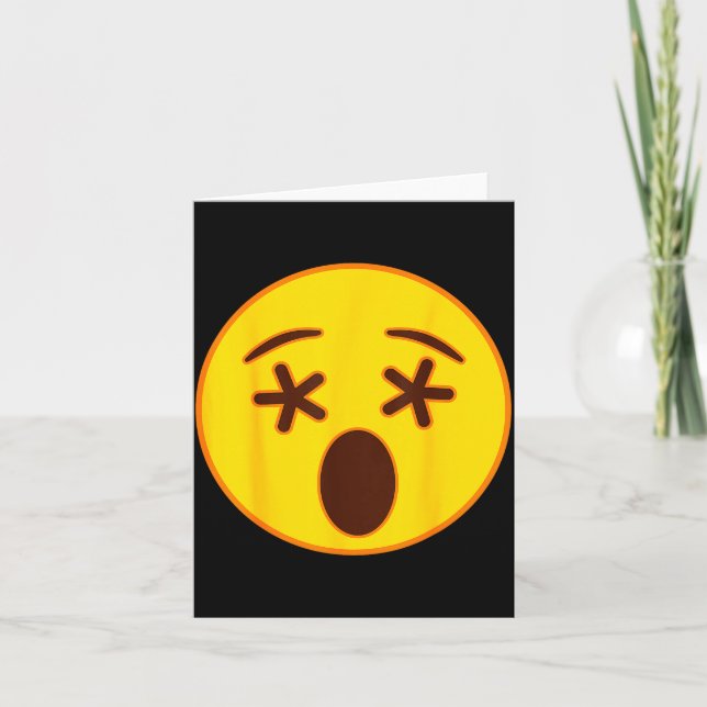 Emoji Crossed Out Eyes Yellow Smile Face  Card (Front)