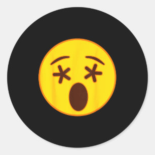 Emoji Crossed Out Eyes Yellow Smile Face Classic Round Sticker