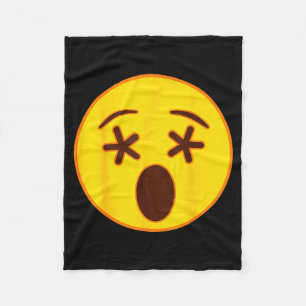 Emoji Crossed Out Eyes Yellow Smile Face Fleece Blanket