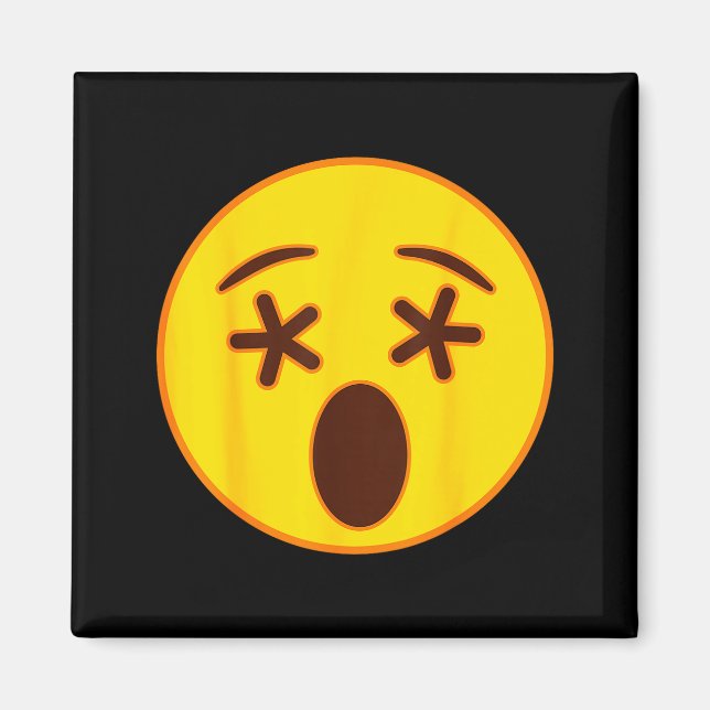 Emoji Crossed Out Eyes Yellow Smile Face  Magnet (Front)