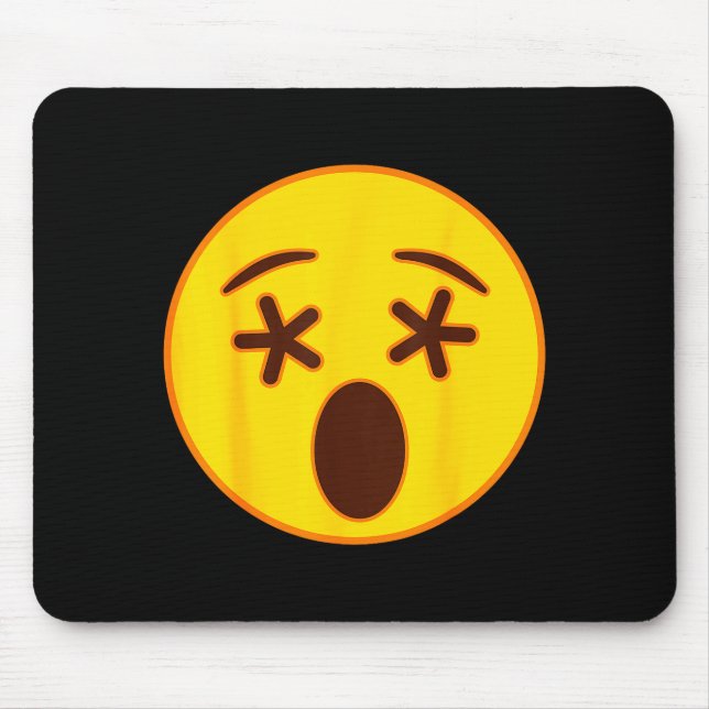 Emoji Crossed Out Eyes Yellow Smile Face  Mouse Pad (Front)
