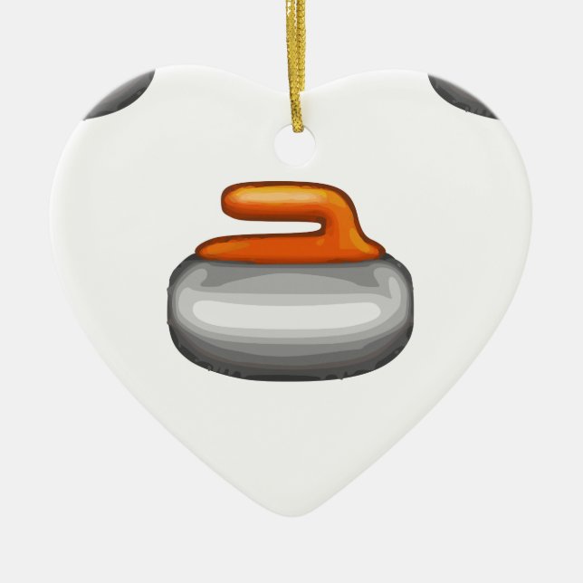 Emoji Curling Stone Ceramic Tree Decoration (Front)