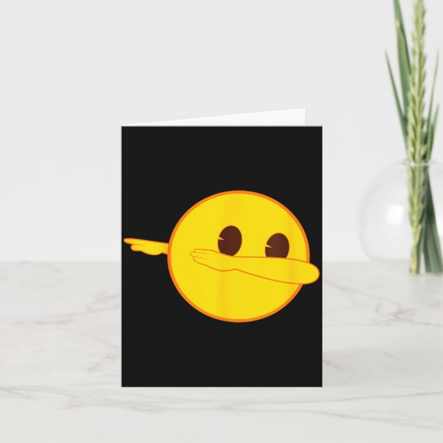 Emoji Dab Dabbing Yellow Smile Face  Card (Front)