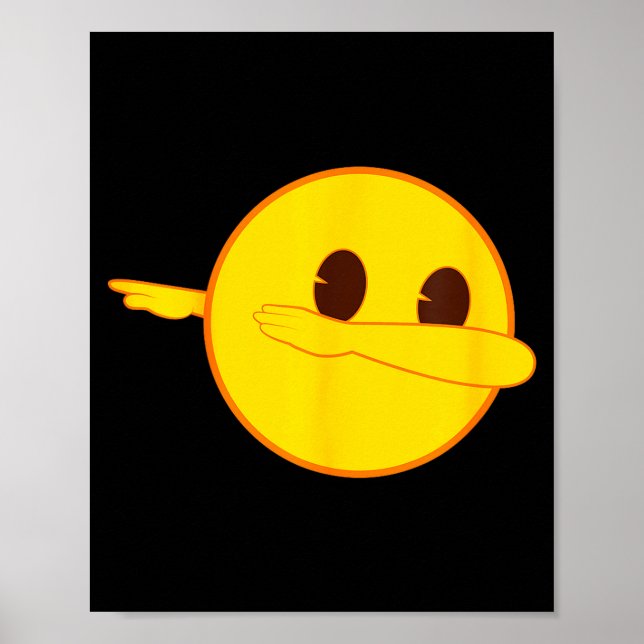 Emoji Dab Dabbing Yellow Smile Face  Poster (Front)