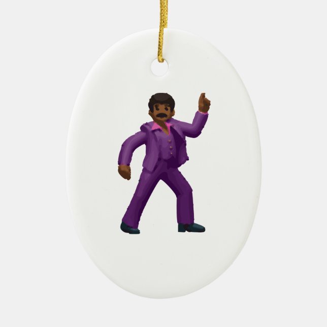 Emoji Dancing Man Ceramic Ornament (Front)