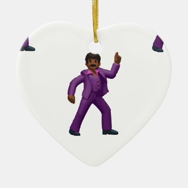 Emoji Dancing Man Ceramic Tree Decoration (Front)