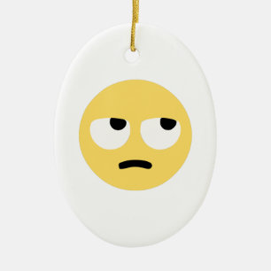 emoji eye rolling ceramic ornament