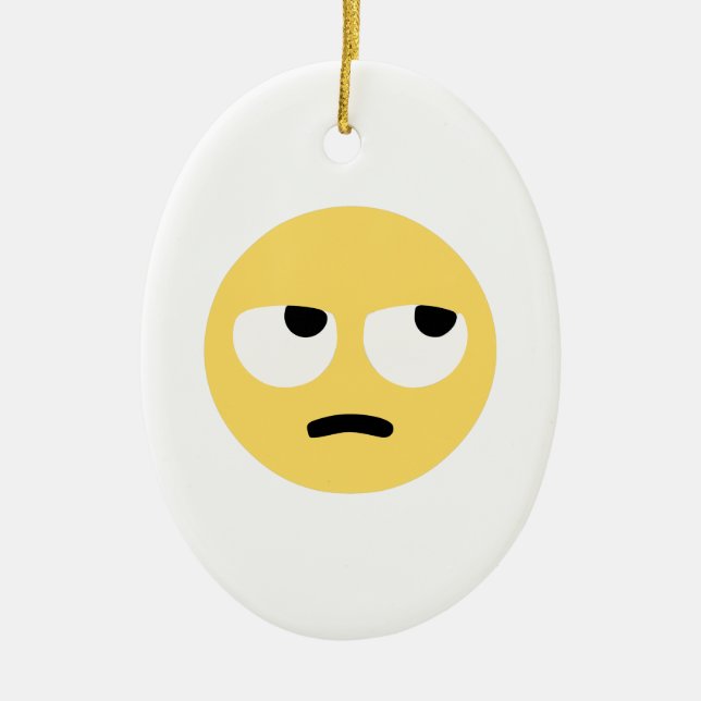 emoji eye rolling ceramic ornament (Front)