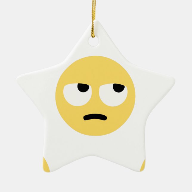 emoji eye rolling ceramic tree decoration (Front)
