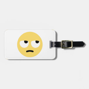 emoji eye rolling luggage tag