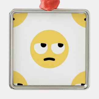emoji eye rolling metal ornament