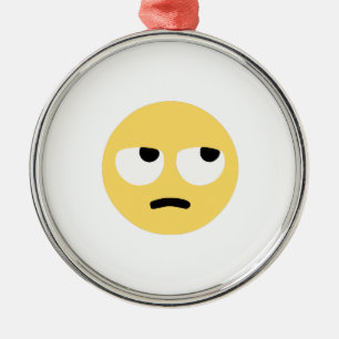 emoji eye rolling metal ornament