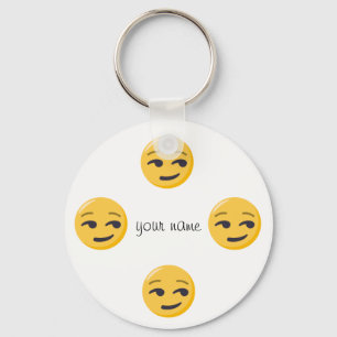 Emoji Face  and '' Your Name Here " Key Ring