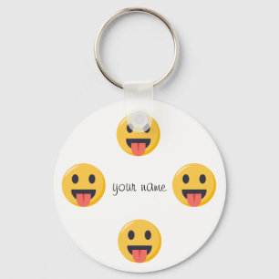 Emoji Face  and '' Your Name Here " Key Ring