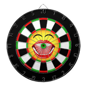 Emoji Face Funny Dartboard Green Red Black Yellow