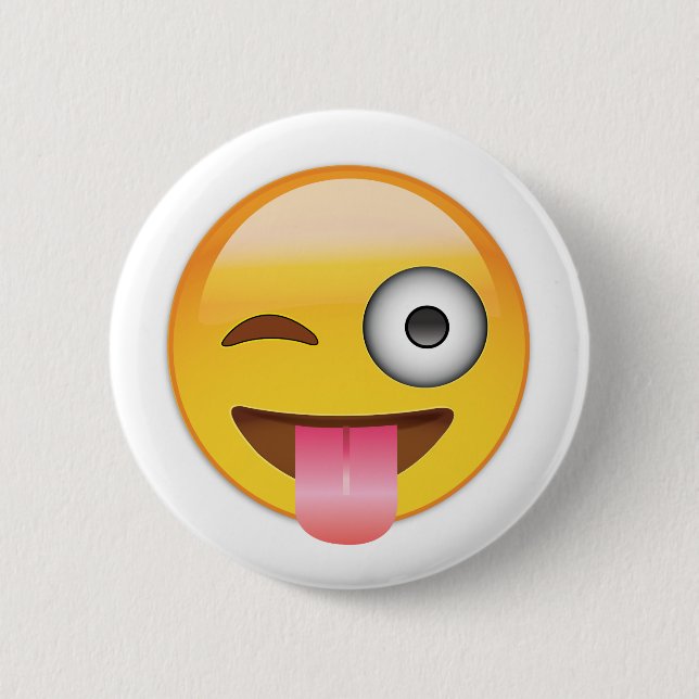 Emoji - Face With Tongue 6 Cm Round Badge (Front)