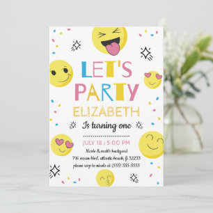 Emoji First Birthday Party Invitation Card