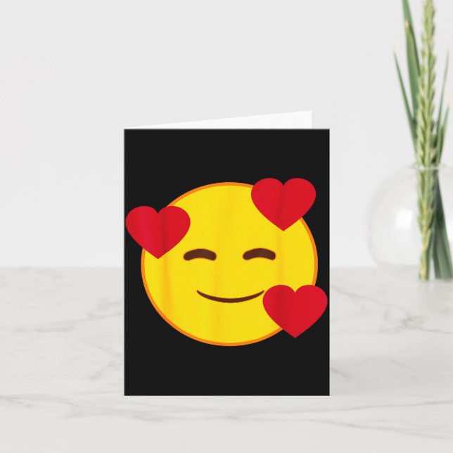 Emoji Floating Hearts Yellow Smile Face  Card (Front)