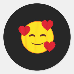 Emoji Floating Hearts Yellow Smile Face Classic Round Sticker