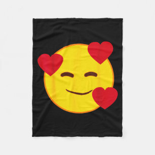 Emoji Floating Hearts Yellow Smile Face Fleece Blanket