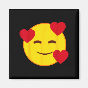 Emoji Floating Hearts Yellow Smile Face Magnet