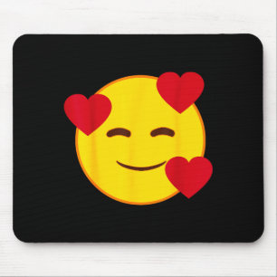 Emoji Floating Hearts Yellow Smile Face Mouse Pad