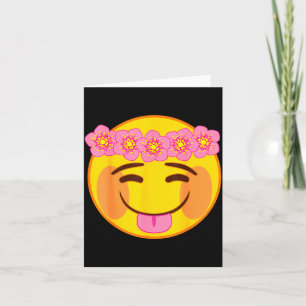 Emoji Flower Crown Tongue Yellow Smile Face  Card