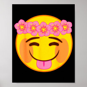 Emoji Flower Crown Tongue Yellow Smile Face  Poster