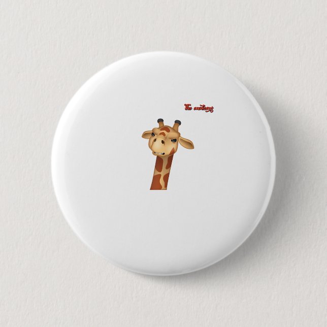 emoji frowning angry giraffe face  6 cm round badge (Front)