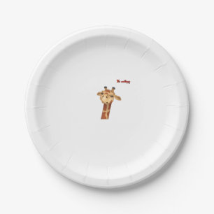emoji frowning angry giraffe face  paper plate