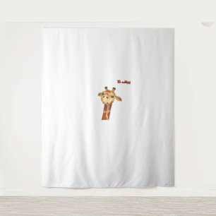 emoji frowning angry giraffe face  tapestry