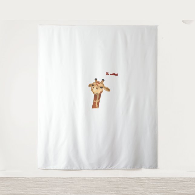 emoji frowning angry giraffe face  tapestry (Front)