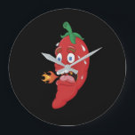 Emoji Funny Chilli Pepper Hot Sauce Food Lover Large Clock<br><div class="desc">Emoji Funny Chilli Pepper Hot Sauce Food Lover</div>