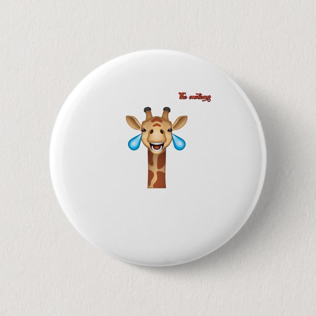emoji happy crying giraffe face   6 cm round badge (Front)