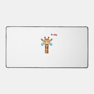 emoji happy crying giraffe face desk mat