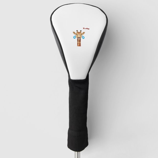 emoji happy crying giraffe face   golf head cover (Front)