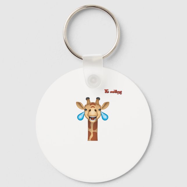 emoji happy crying giraffe face   key ring (Front)