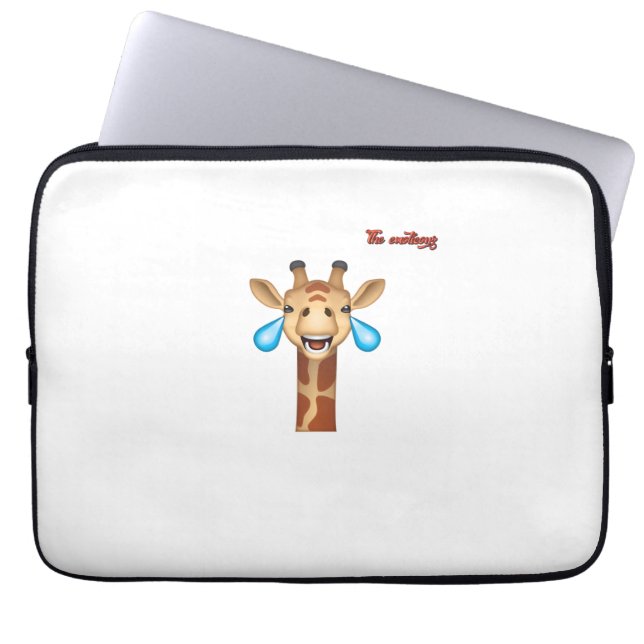 emoji happy crying giraffe face   laptop sleeve (Front)