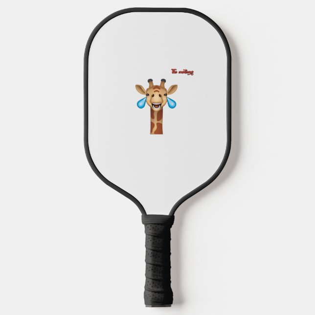 emoji happy crying giraffe face   pickleball paddle (Front)