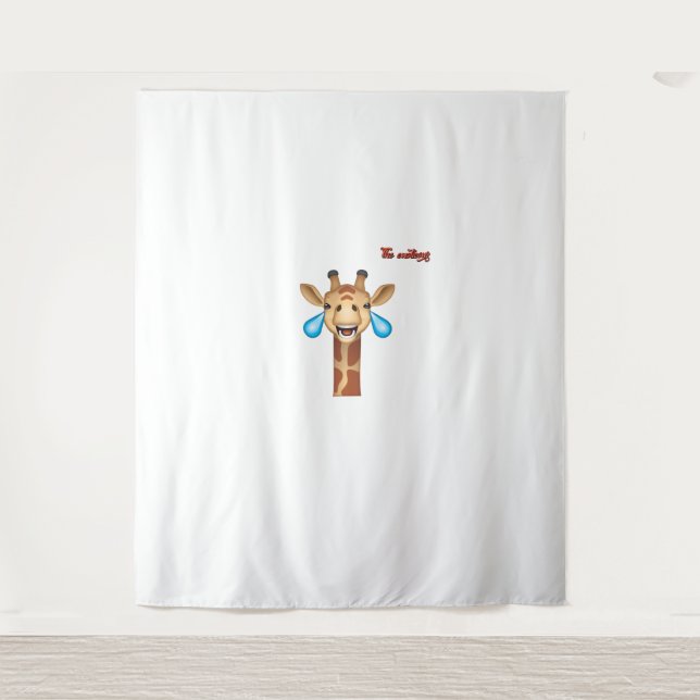 emoji happy crying giraffe face   tapestry (Front)
