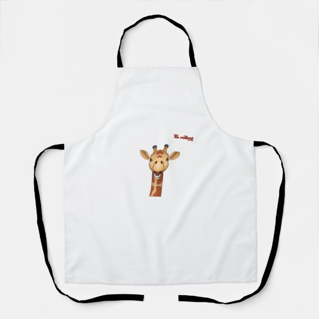 emoji happy enthusiastic giraffe face  apron (Front)