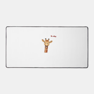 emoji happy enthusiastic giraffe face  desk mat