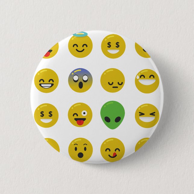 Emoji happy face 6 cm round badge (Front)
