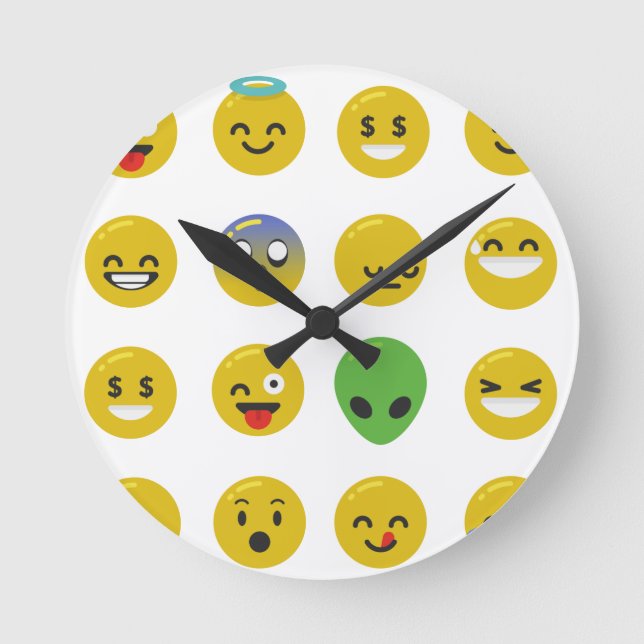 Emoji happy face round clock (Front)