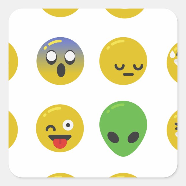 Emoji happy face square sticker (Front)