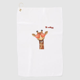 emoji happy love eyes giraffe face golf towel
